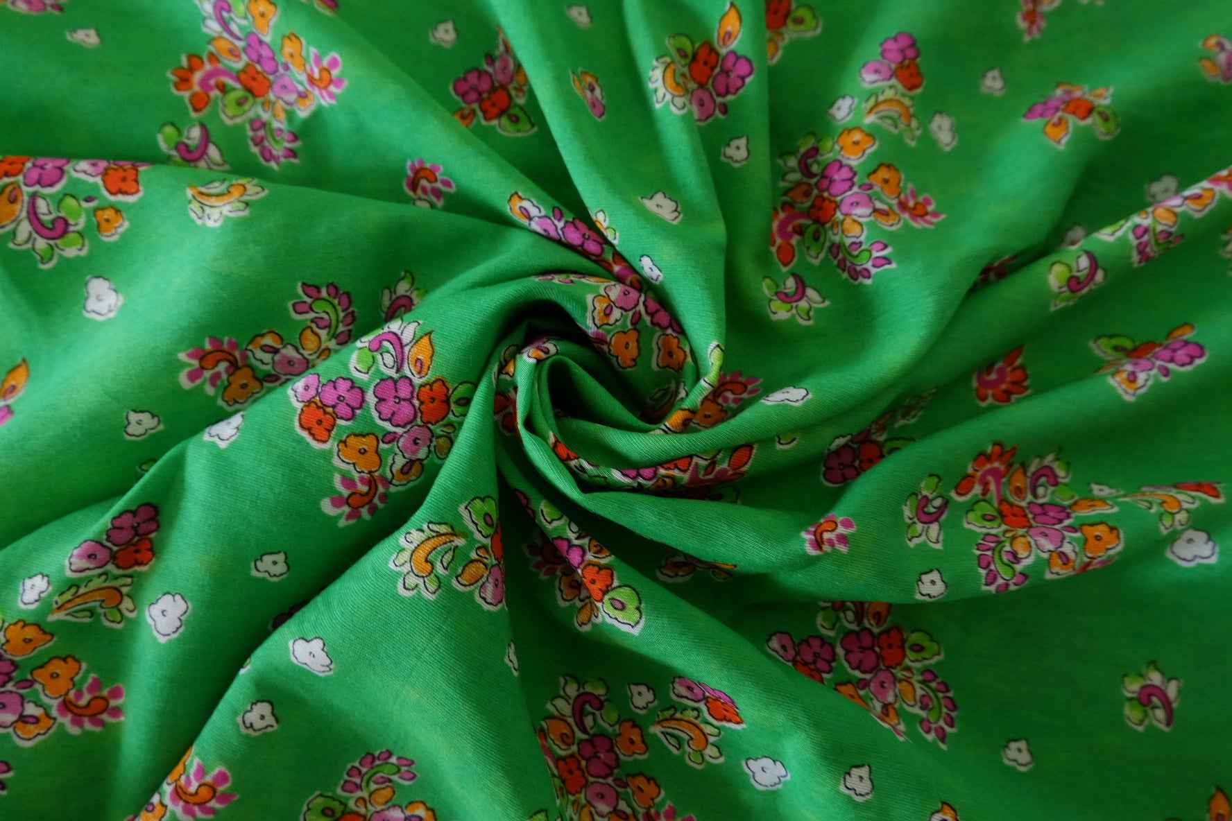 Green Floral Tencel Cotton Fabric – 1.6 yd