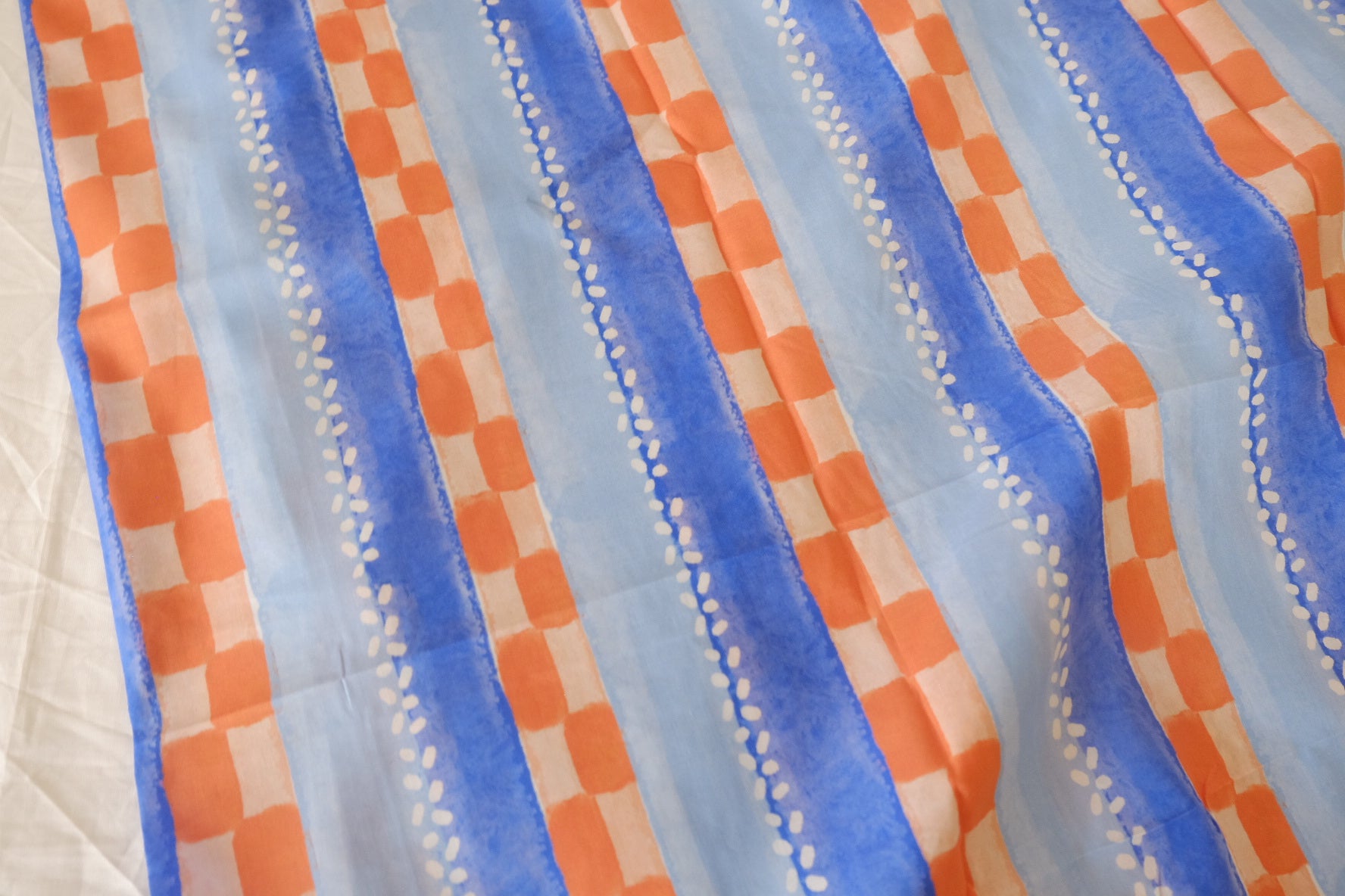 Poolside Painted Stripe Cotton Lawn Fabric – 3.83 yd Piece