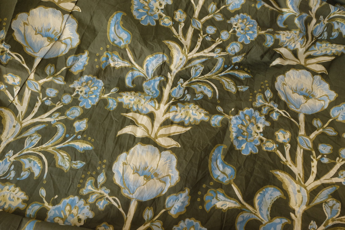 Vintage Blue Poppies Cotton Poplin – 3.3 yd