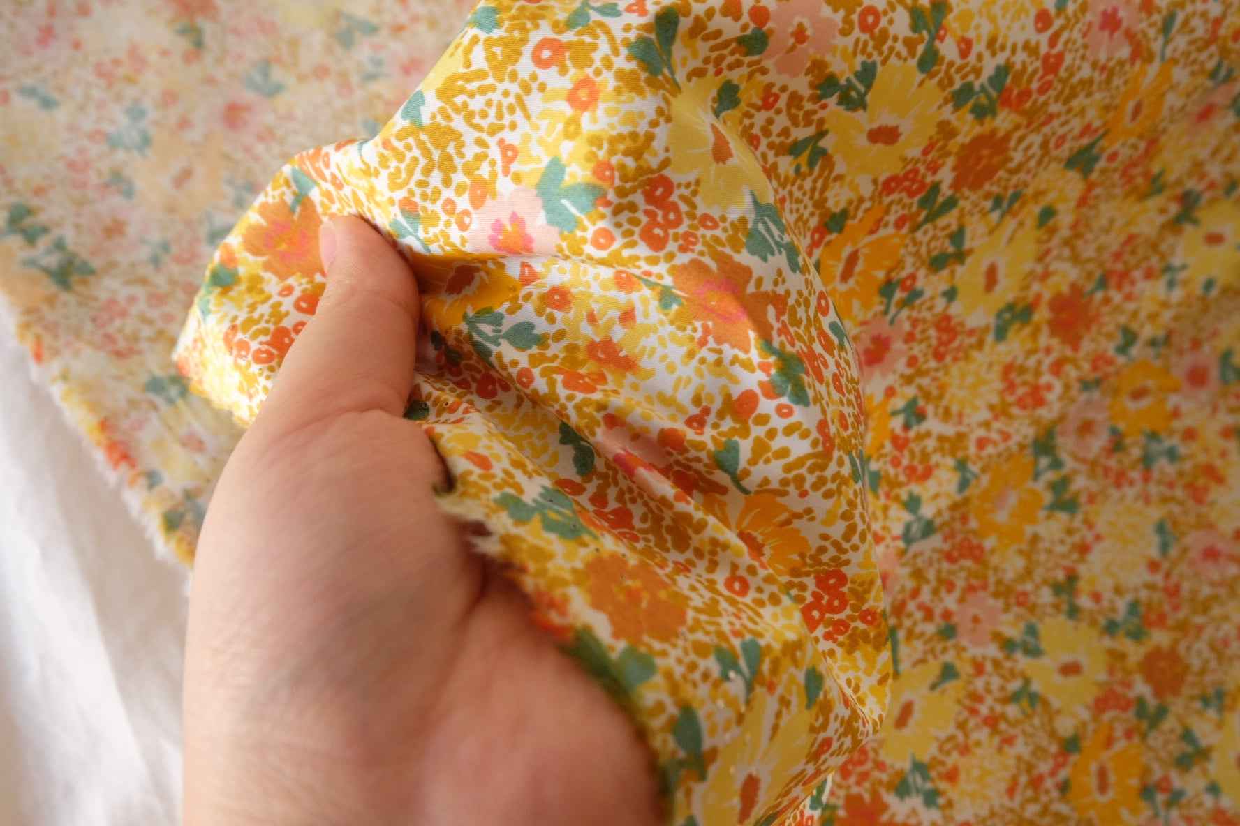 Golden Meadow Ditsy Floral Cotton Poplin Fabric – 2.2 yd/3.3 yd