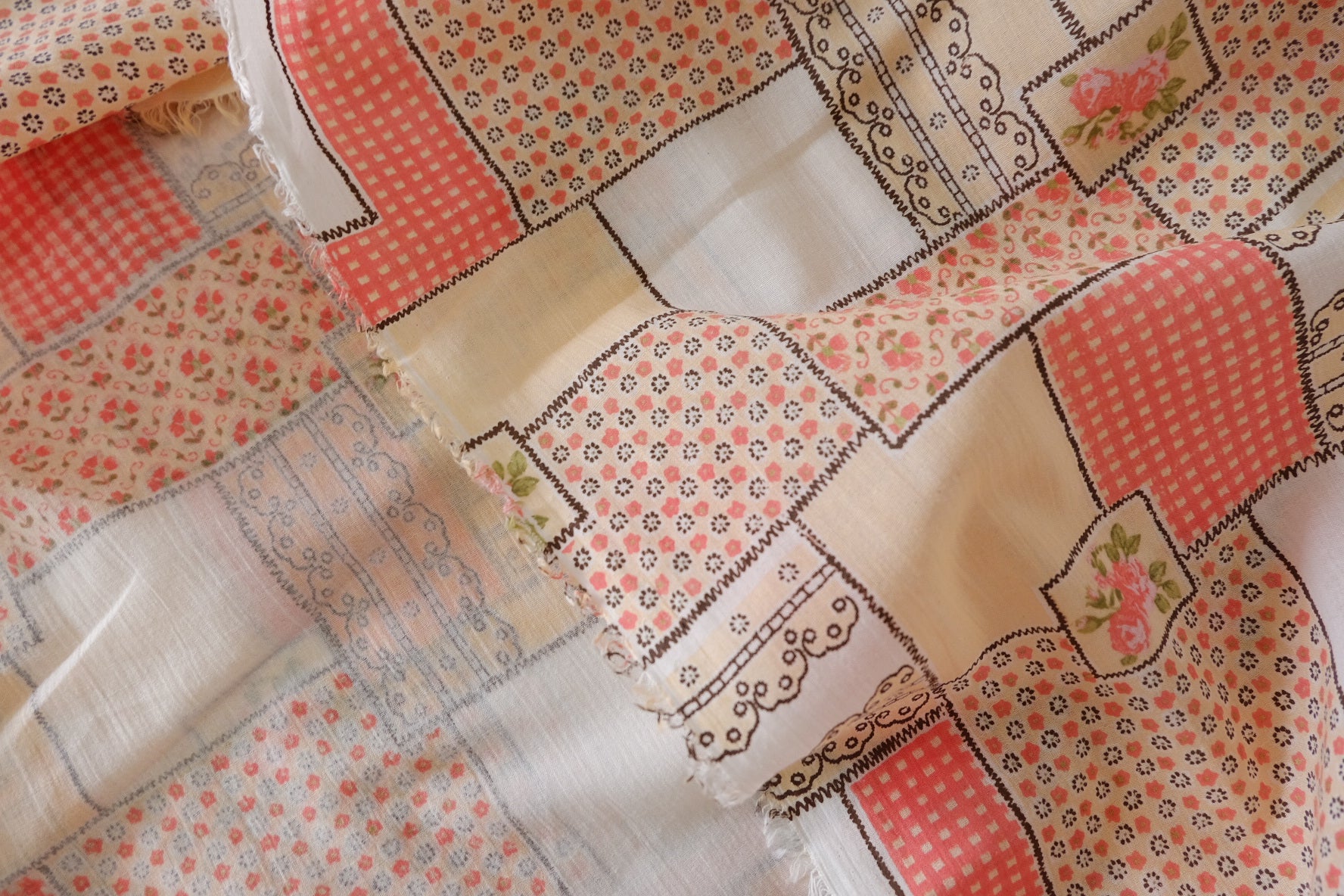 Vintage Patchwork Print Cotton Fabric – 2.2 yd