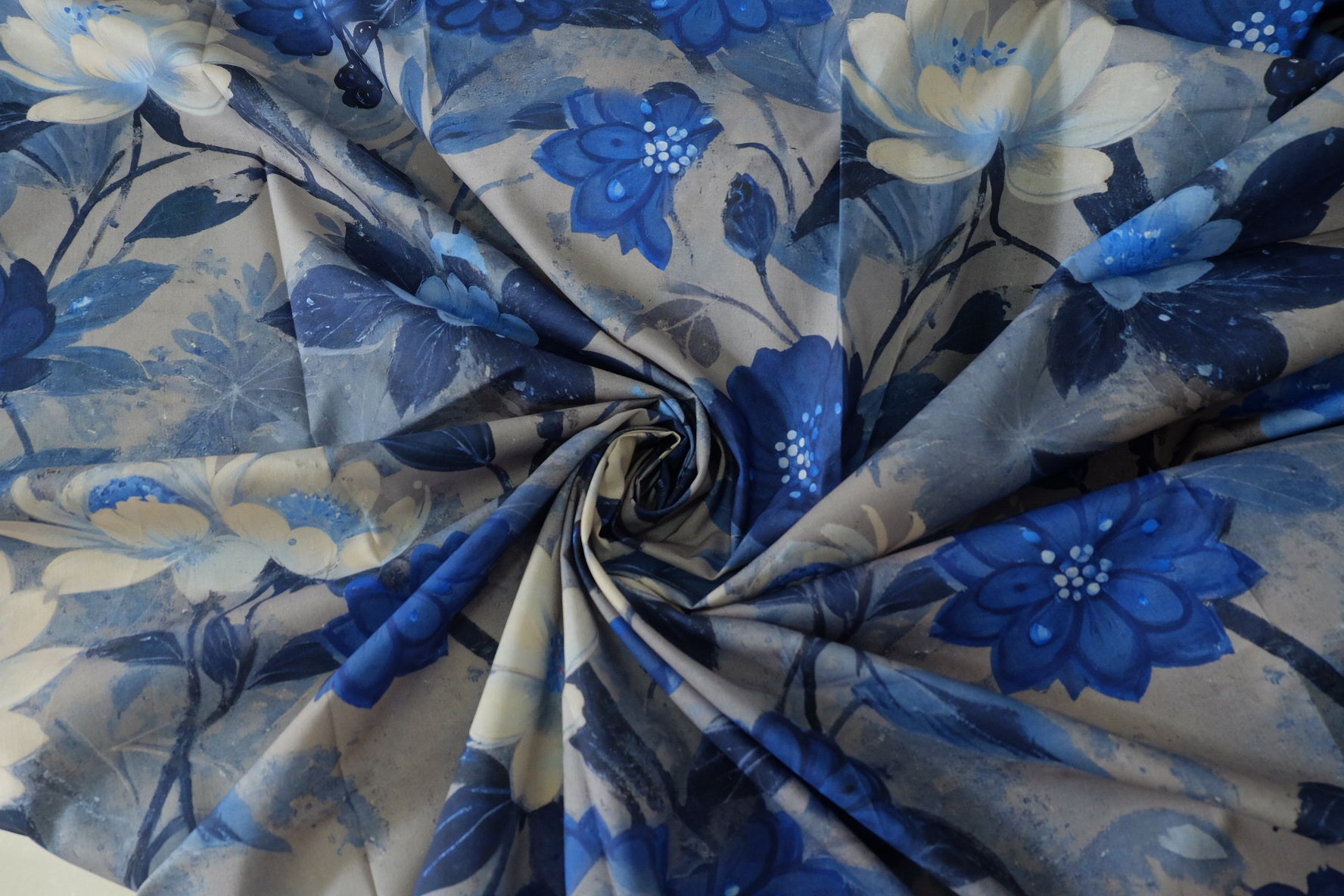 Blue Nocturne Floral Cotton Lawn – 3.3 yd