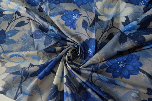 Blue Nocturne Floral Cotton Lawn – 3.3 yd