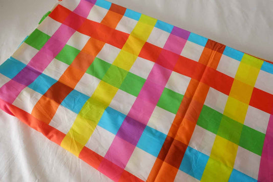Colorful Geometric Check Cotton Lawn Fabric – 2.2 yd