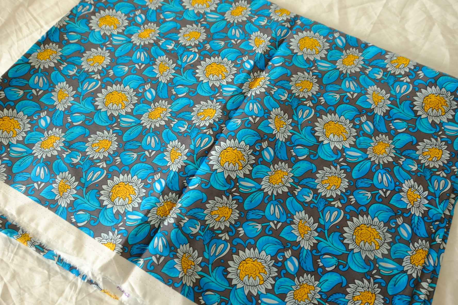 Blue Sunflower Silky Cotton Lawn – 3.72 yd