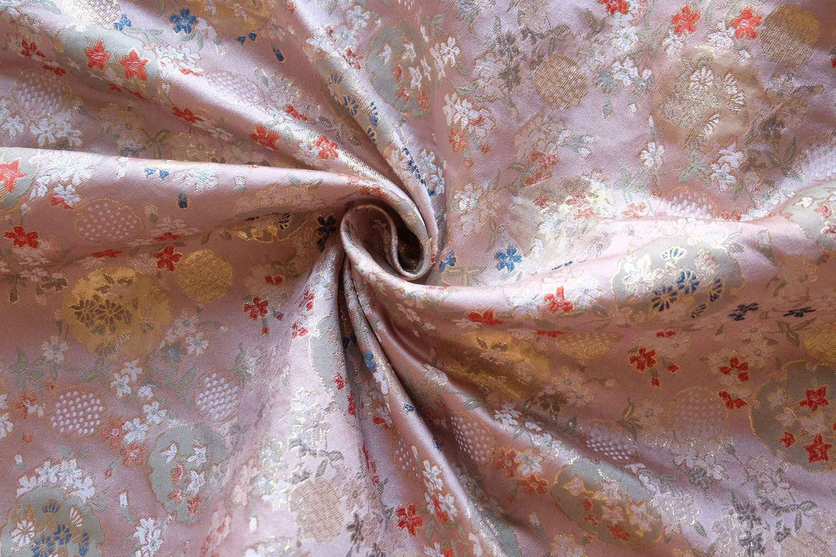 Blush Pink Floral Brocade Jacquard Fabric – 2.19 yd