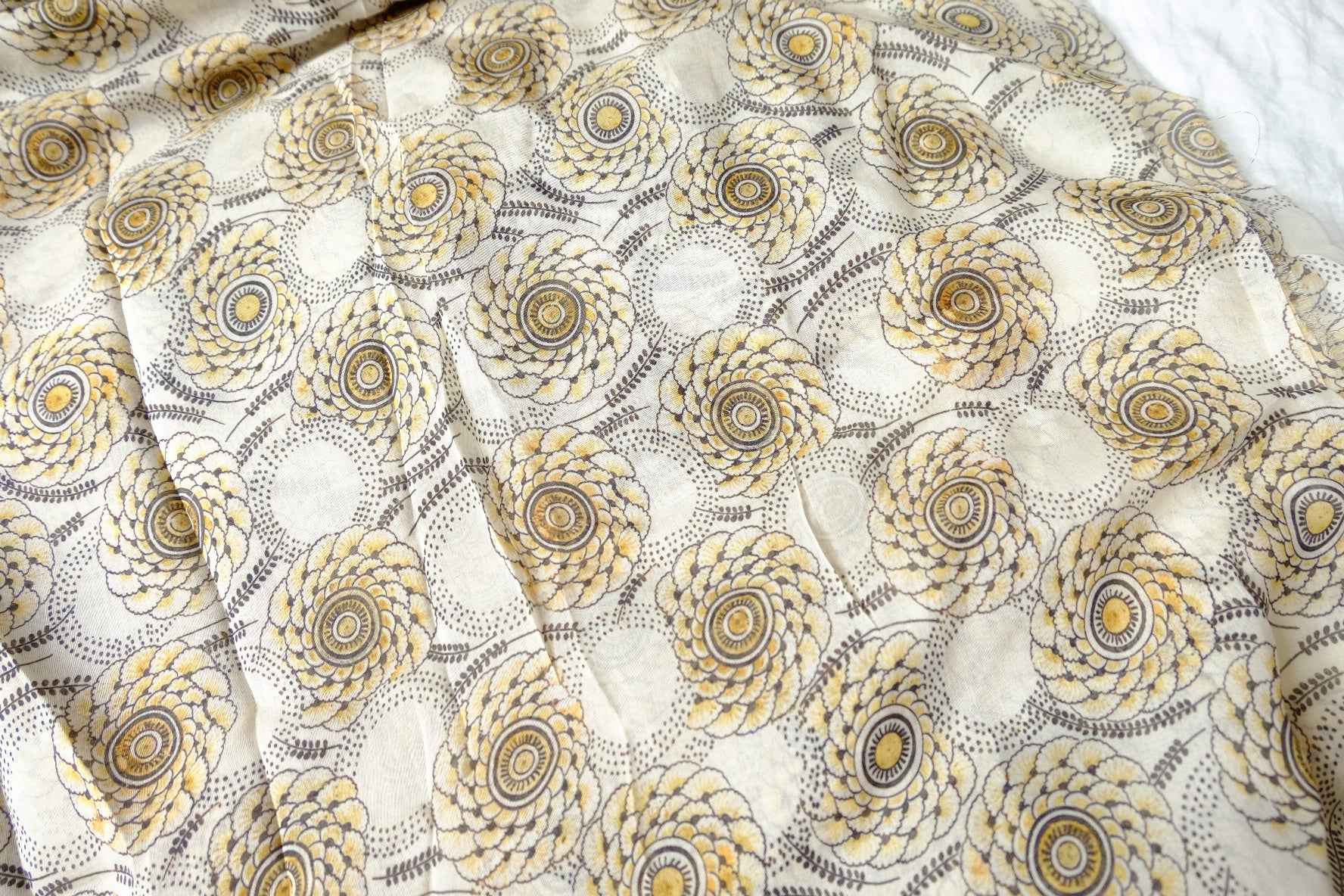 Vintage Marigold Silk Cotton Voile Fabric - 1.64 Yards
