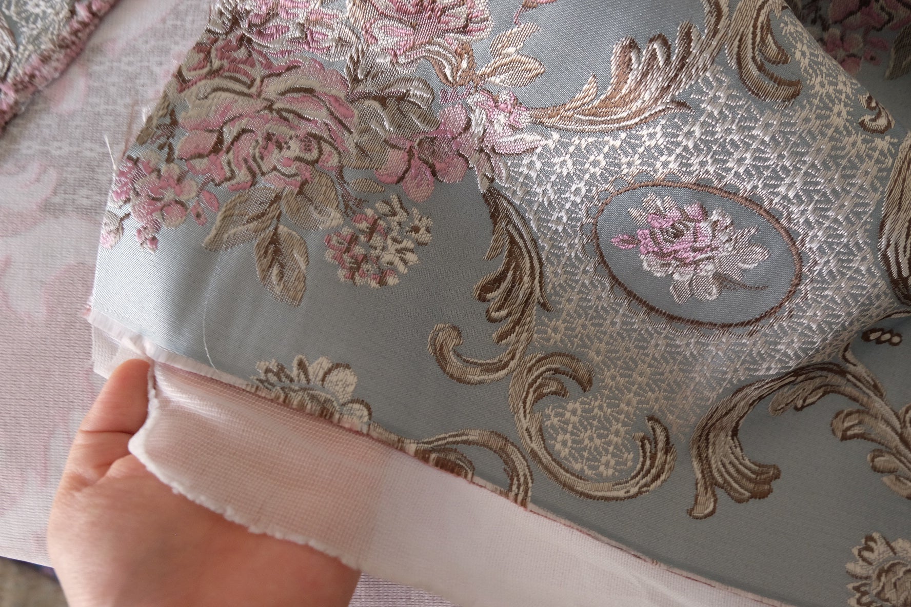 Rococo Floral Brocade Fabric with Backing – 2.2 yd