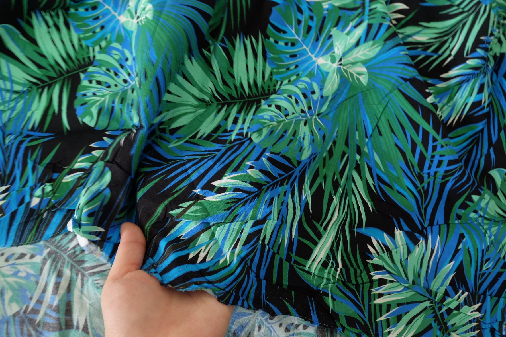 Tropical Leaf Rayon Challis Fabric - 3.8 yd