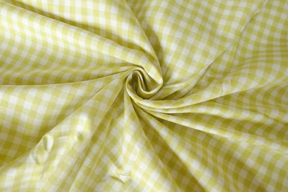 Butter Yellow Gingham Yarn-Dyed Cotton Jacquard – 2.19 yd (Continuous Cut Available)