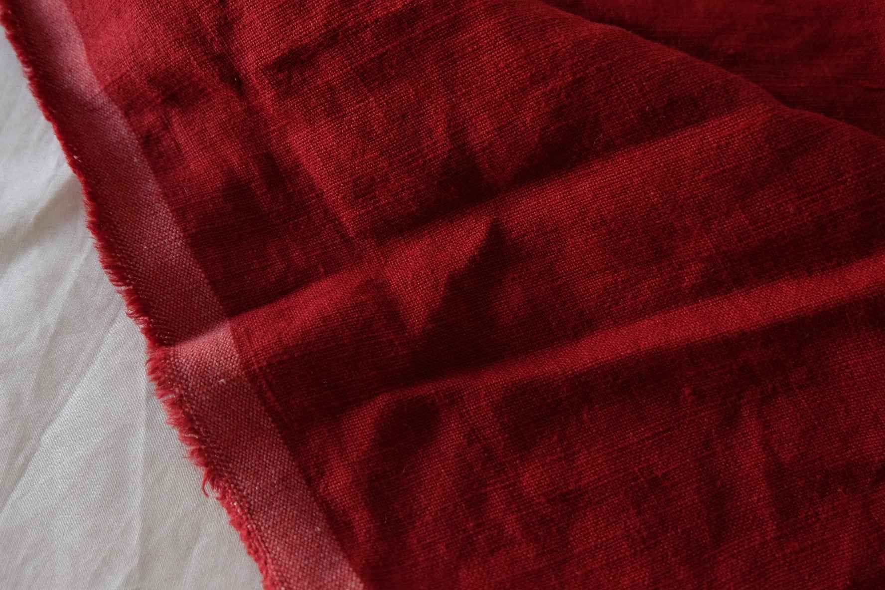 Deep Wine Red Heavyweight Pure Linen Fabric – 2.2 yd