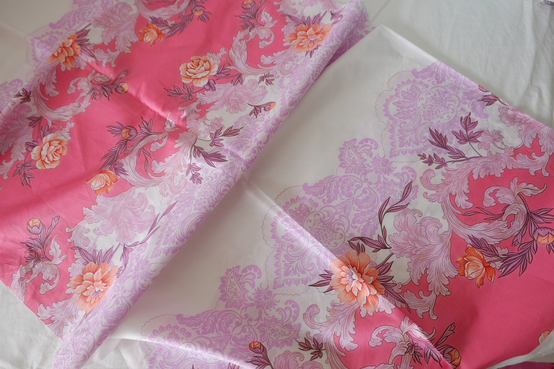 Pink Baroque Stripe Cotton Lawn Placement Fabric – 1 yd