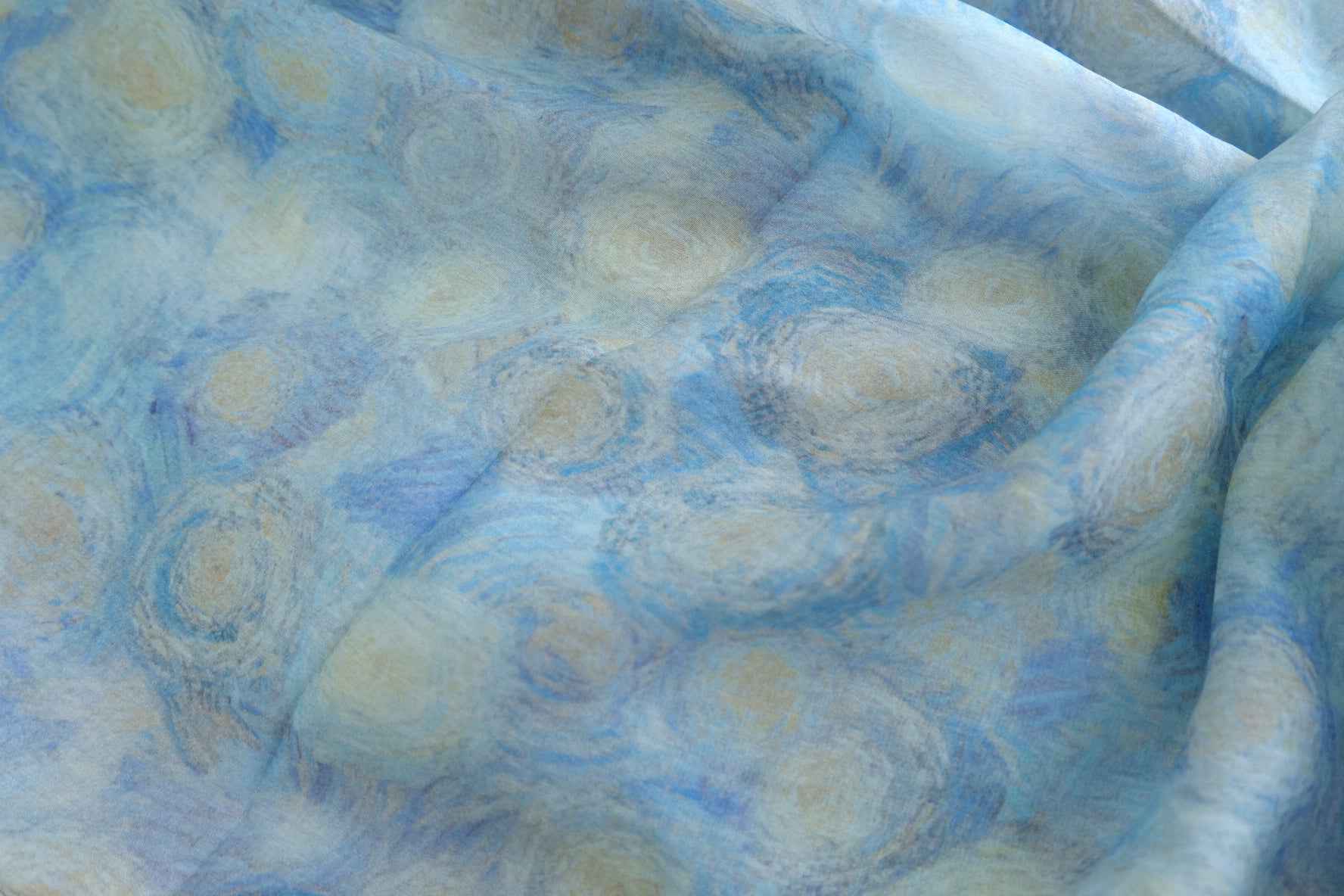 Misty Blue Swirl Tencel Linen Sheer Fabric - 3.28 yd