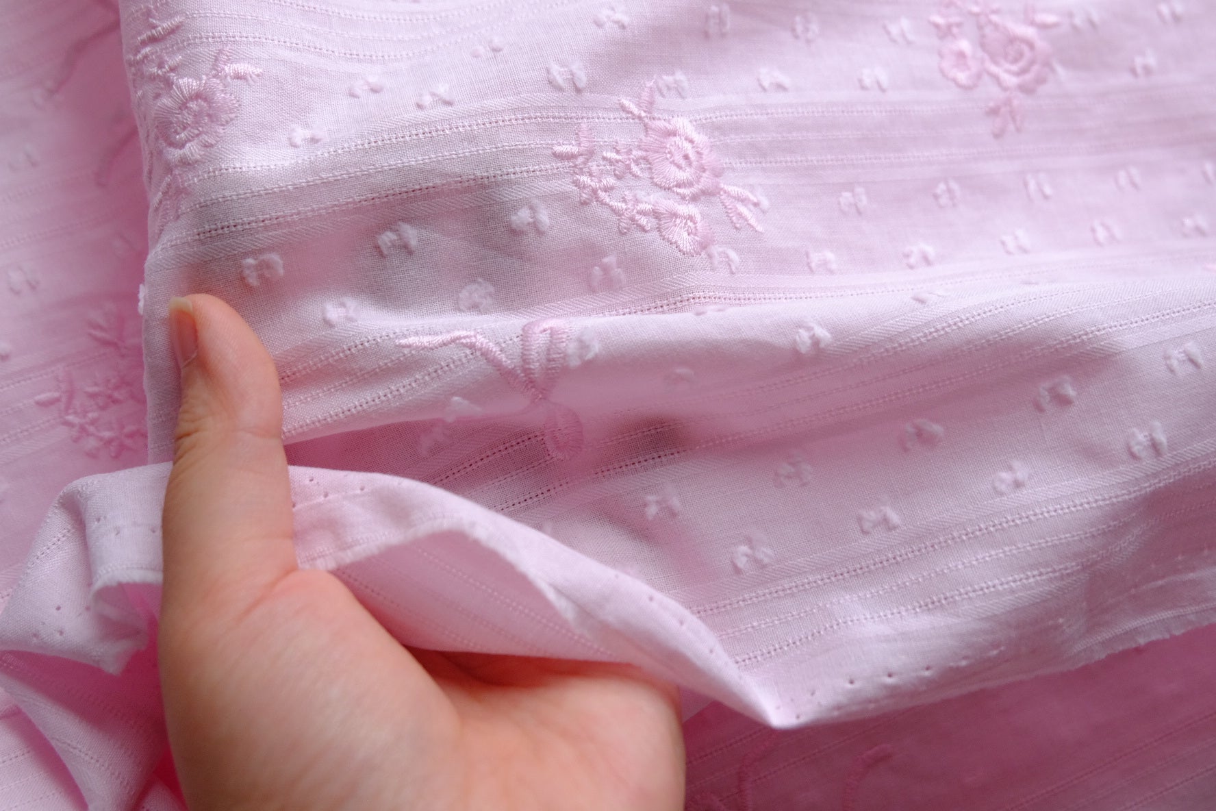 Blush Embroidered Dobby Cotton – 2.2 yd