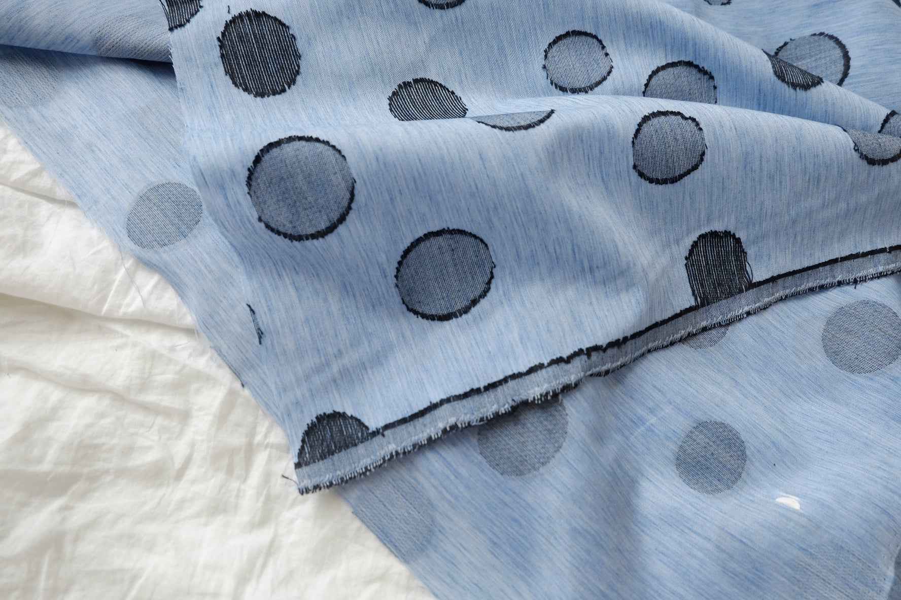 Blue Textured Dot Tencel Nylon Fabric — 1.64 yd Piece