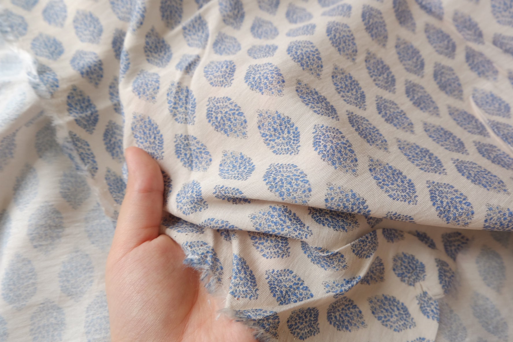 Blue Leaf Cotton-Nylon Shirting Fabric — 2.19 yd