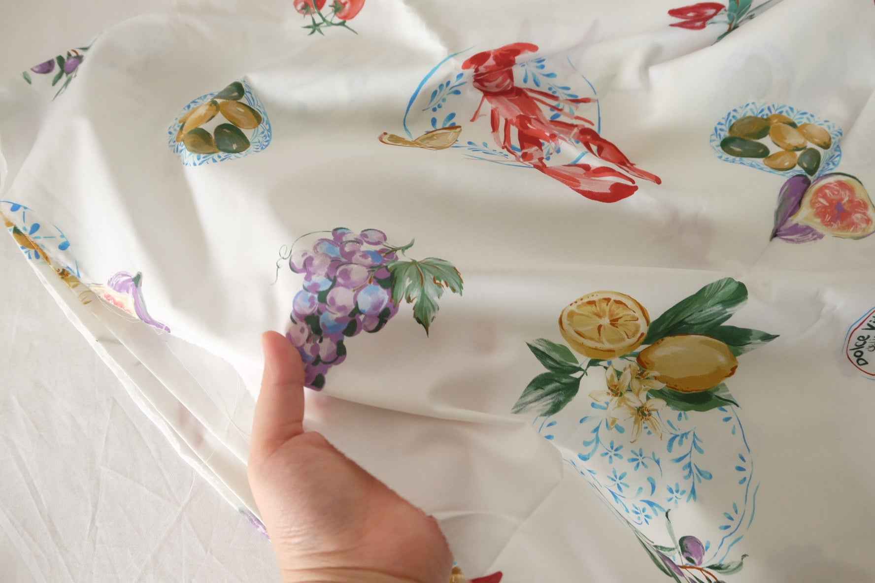 Mediterranean Floral Cotton Fabric – 3.3 yd / 2.75 yd