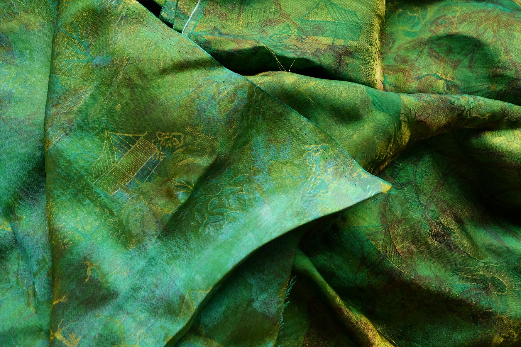 Iridescent Green Jacquard Polyester – 2.2 yd