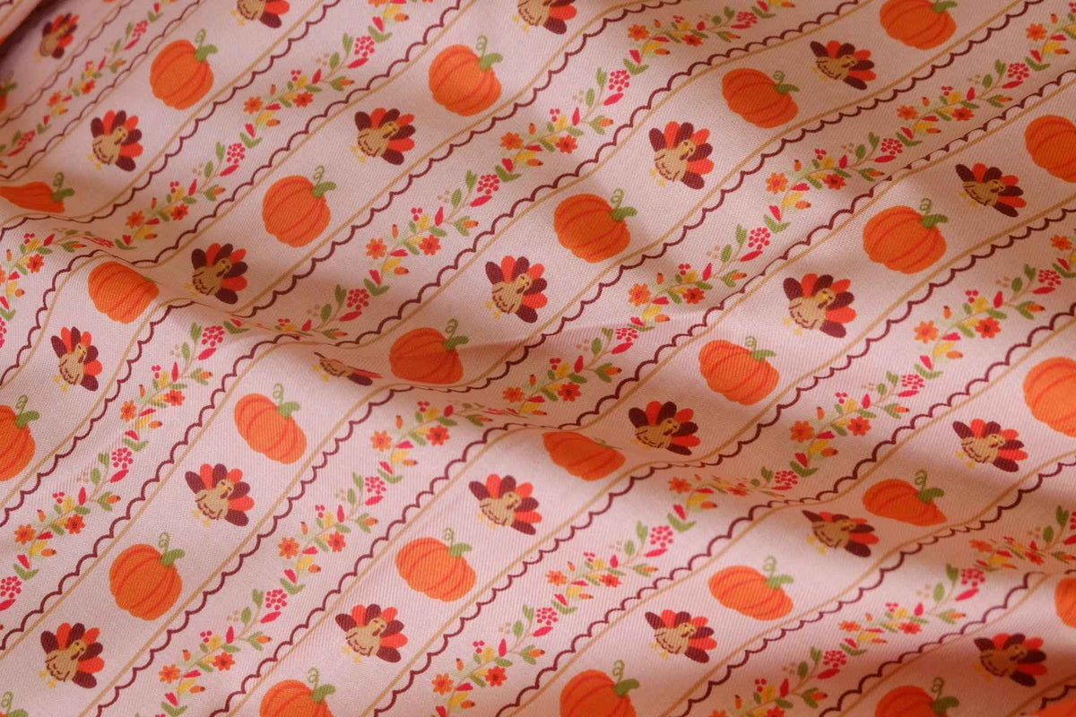 Autumn Pumpkin & Turkey Cotton Twill – 2.2 yd