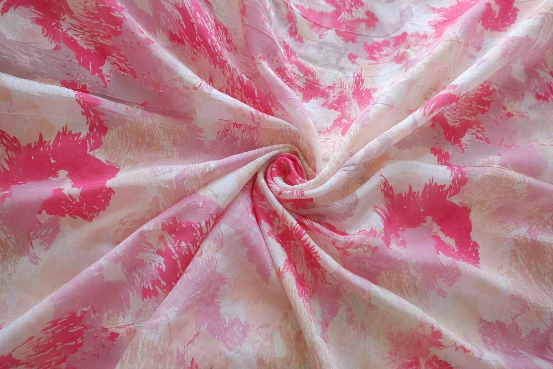 Pink Abstract Floral Acetate Fabric - 3.28 yd