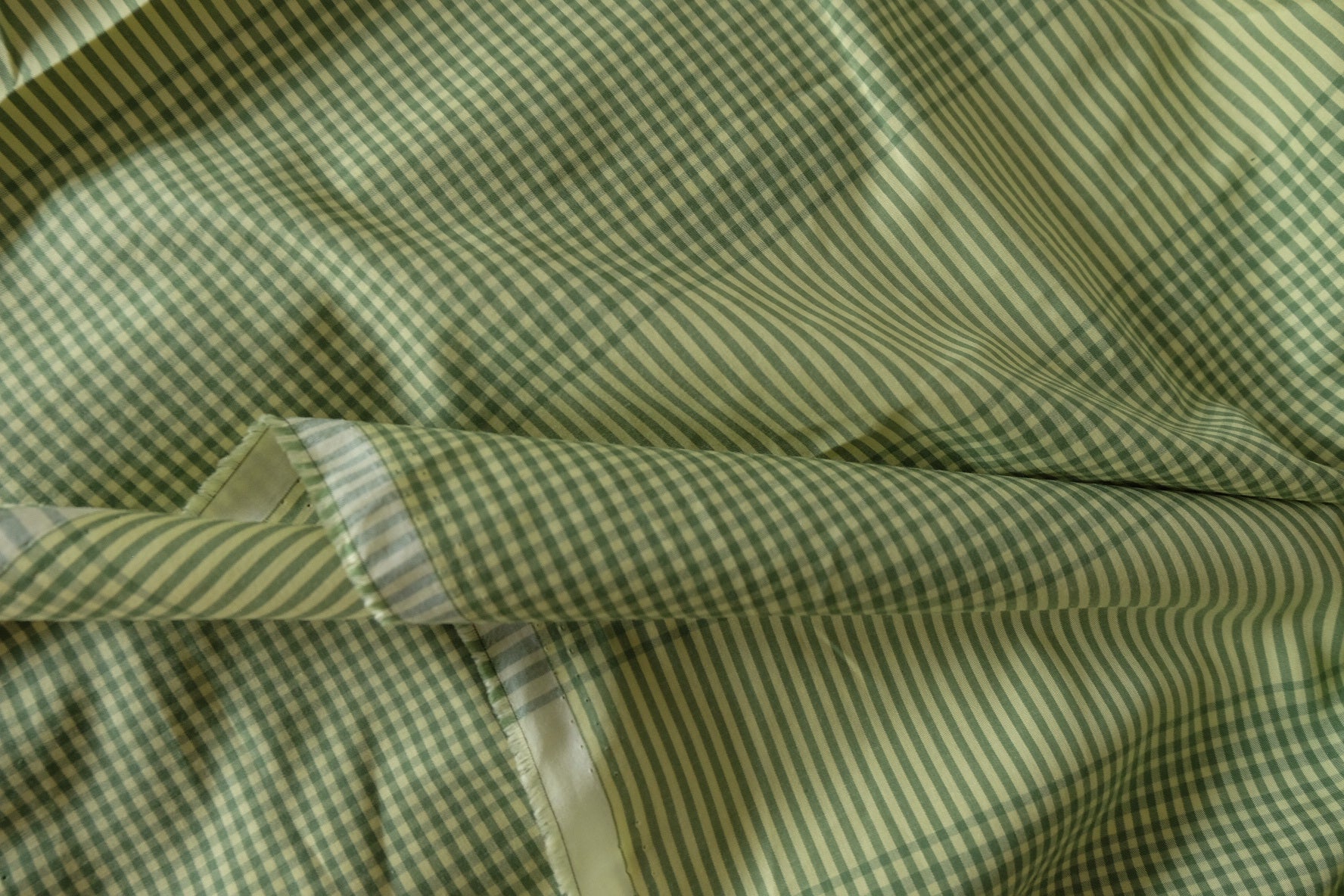 Soft Green Mixed Gingham Cotton Fabric – 2.19 yd