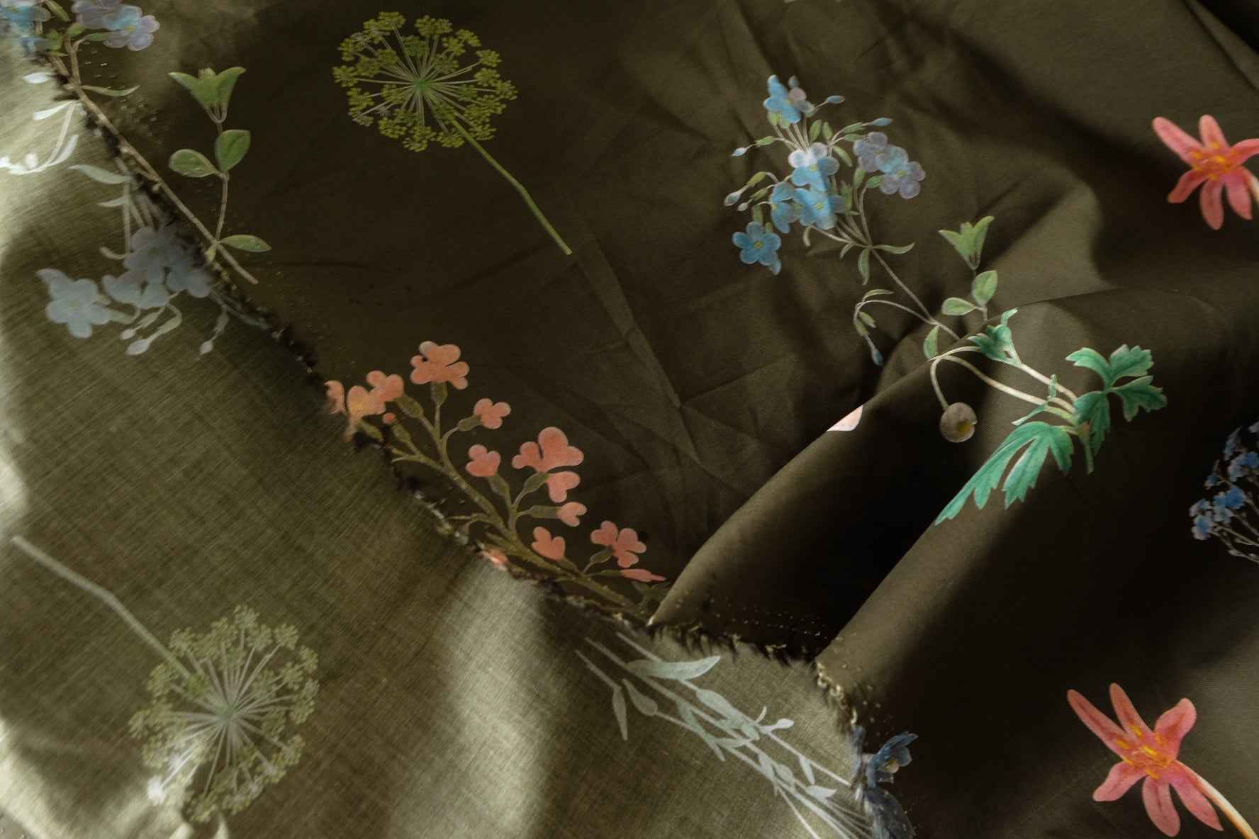 Olive Botanical Cotton Lawn Fabric – 3.3 yd