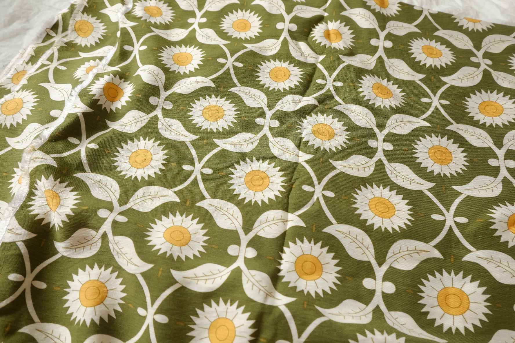 Green Daisy Tencel-Linen Fabric - 2.19 yd