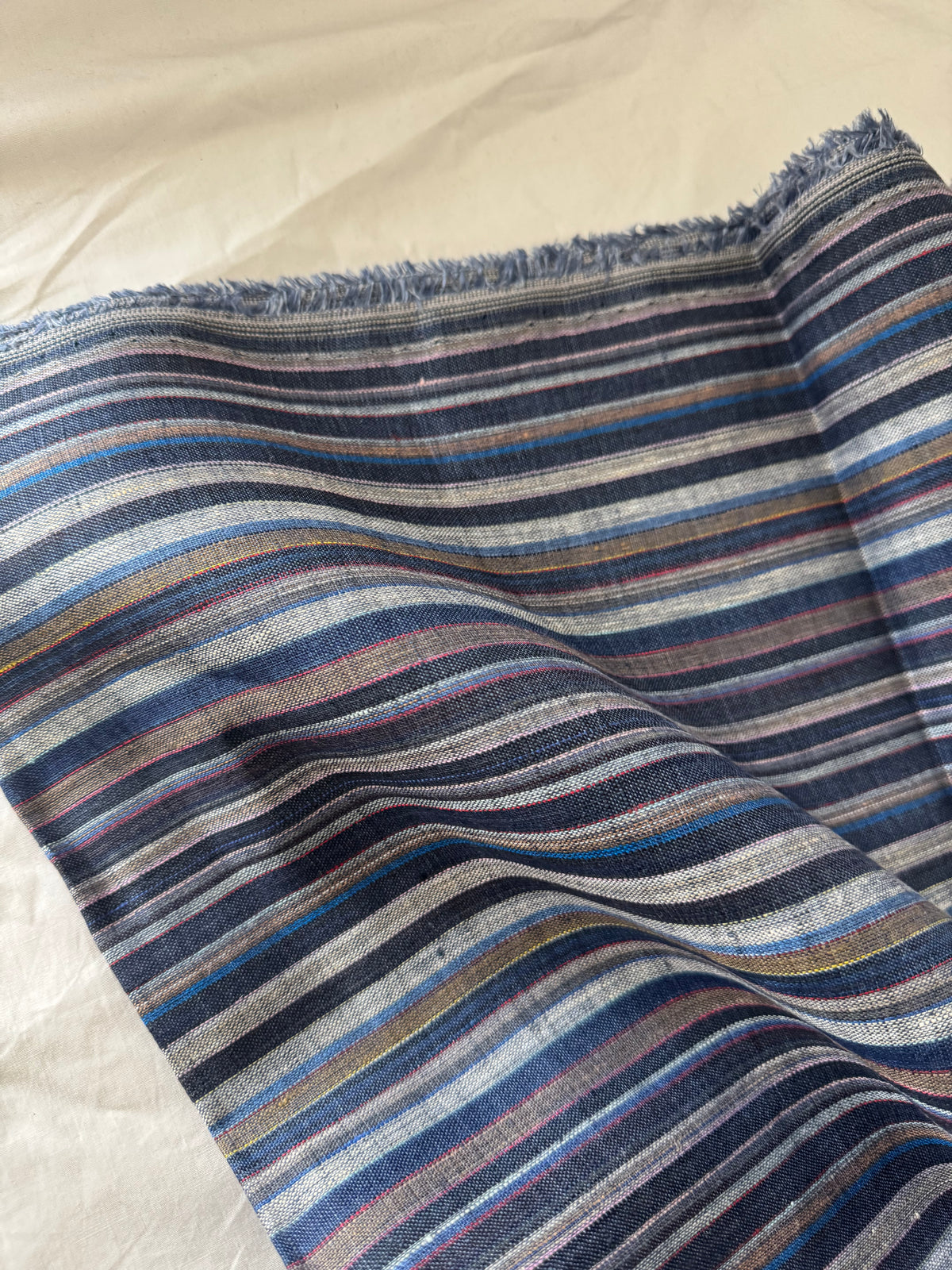 Vintage Multicolor Stripe Pure Linen – 2.2 yd