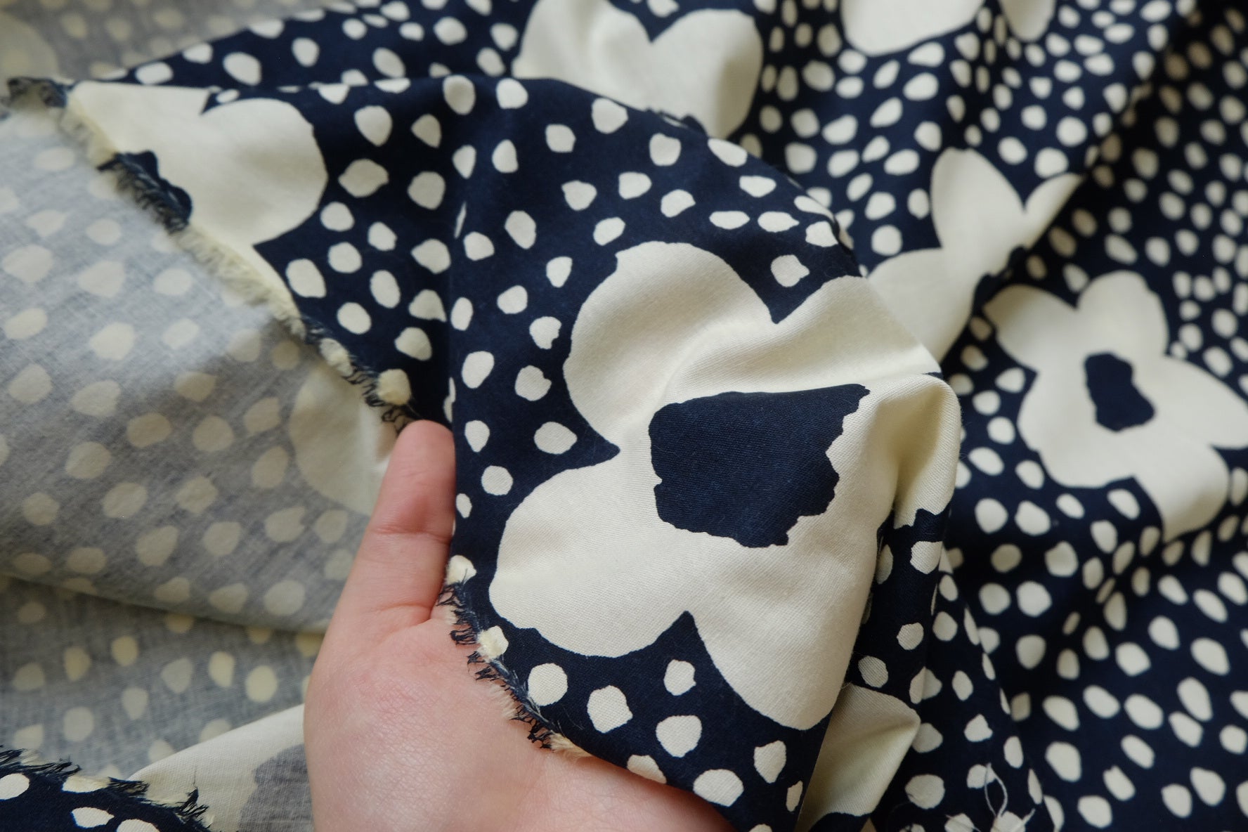 Navy Graphic Floral Cotton Poplin (2.2 Yards)