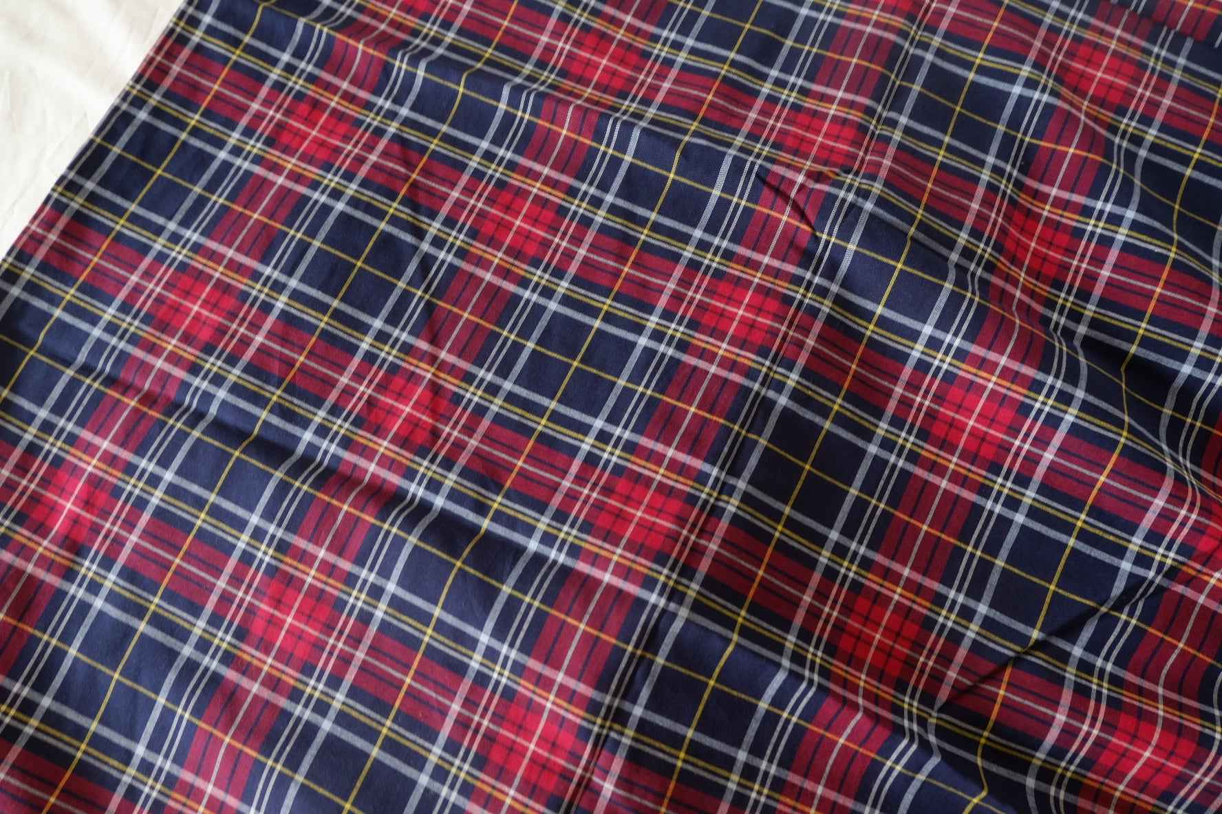 Navy & Red Yarn-Dyed Tartan Cotton Fabric – 3.3 yd
