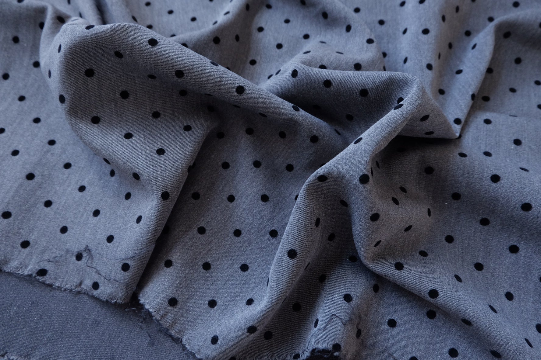 Flocked Polka Dot TR Suiting Fabric - 2.19 yd