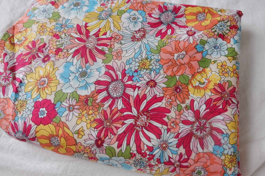 Vintage Summer Floral Cotton Poplin Fabric - 3.28 yd