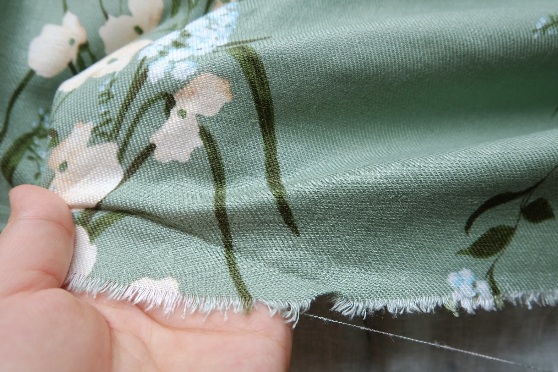 Sage Floral Cotton Linen Twill – 2.2 yd