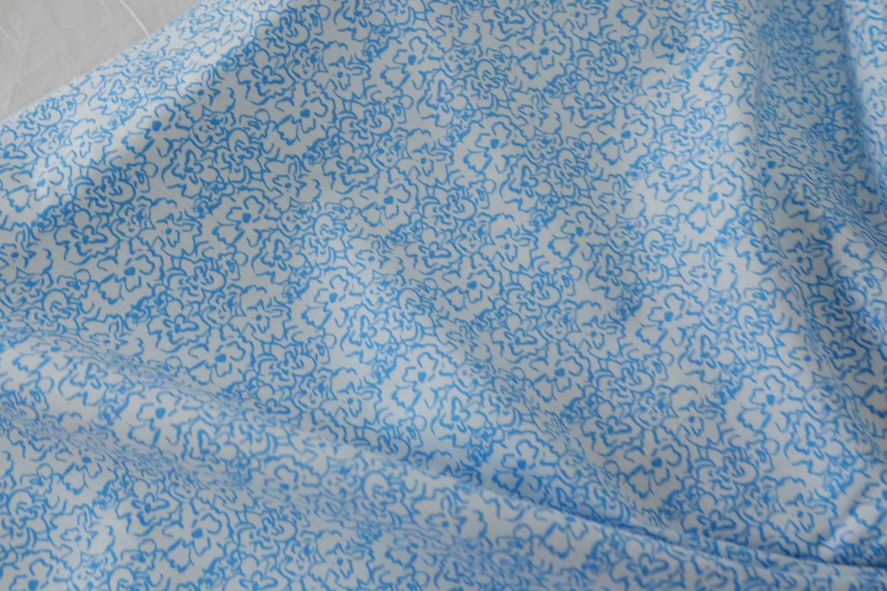 Sky Blue Doodle Floral Cotton Poplin – 3.3 yd