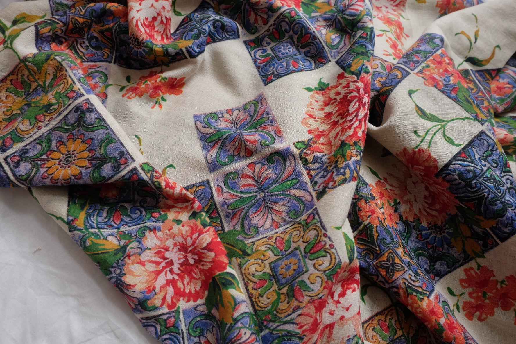 Washed Cotton Linen Fabric, Soft Lightweight Dress Weight, 2.19 Yards