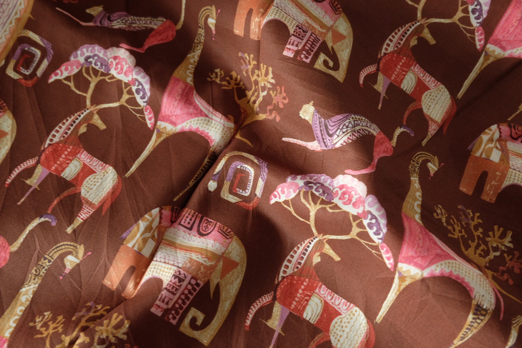Whimsical Elephant Cotton Lawn Fabric – 2.2 yd