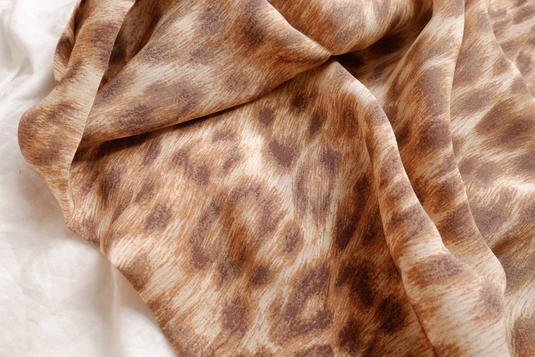 Sandwashed Cupro Leopard Fabric, Ultra Fluid Cool Blouse Weight, 1.64 Yards