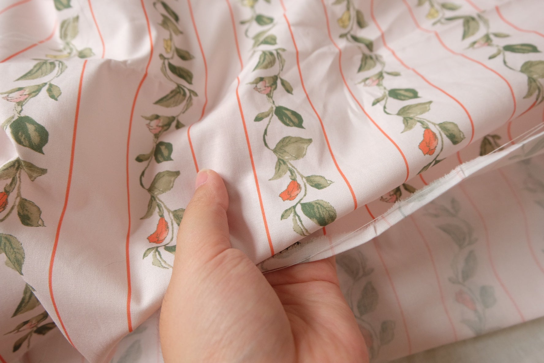 Blush Rose Stripe Cotton Poplin Fabric — 3.28 yd