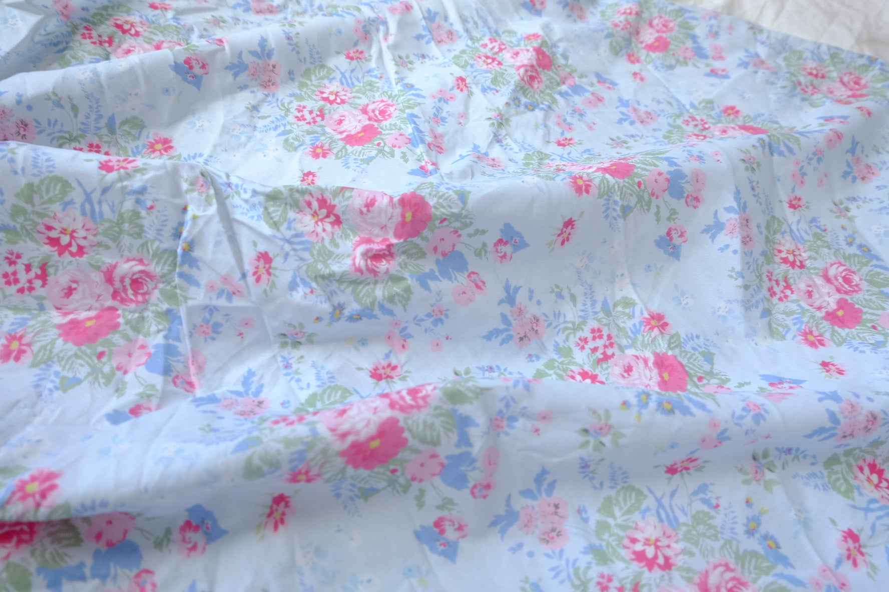 Pink Rose Garden Cotton Poplin Fabric - 3.28 yd