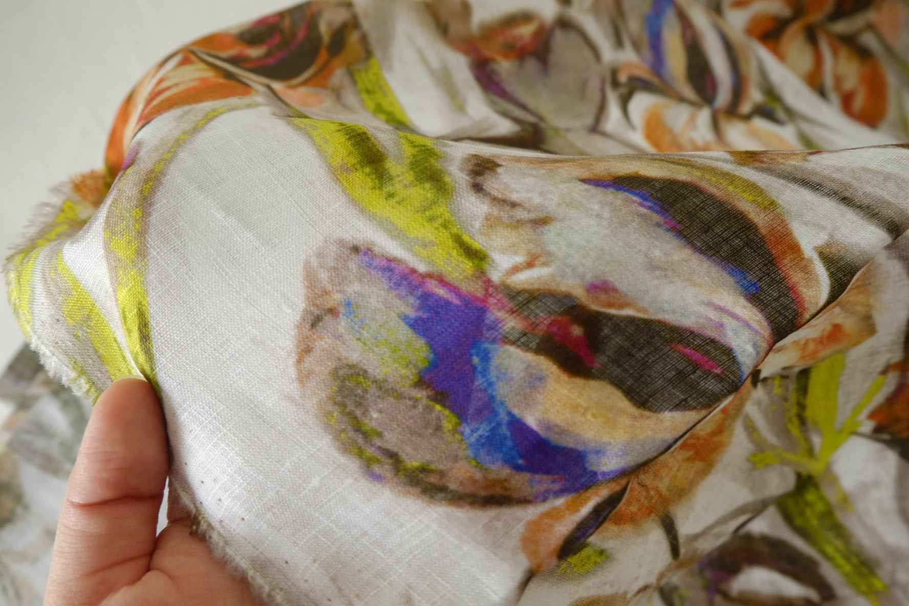 Painterly Floral Pure Linen Fabric – 2.2 yd