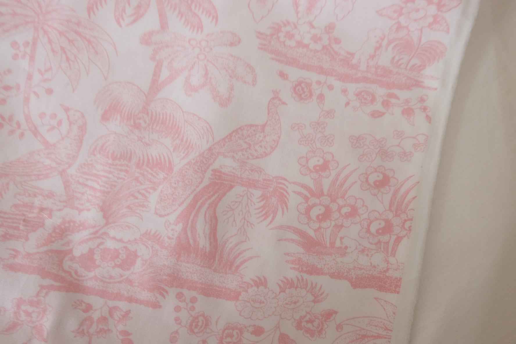 Pink Oriental Floral Cotton Sateen Fabric – 1.6 yd