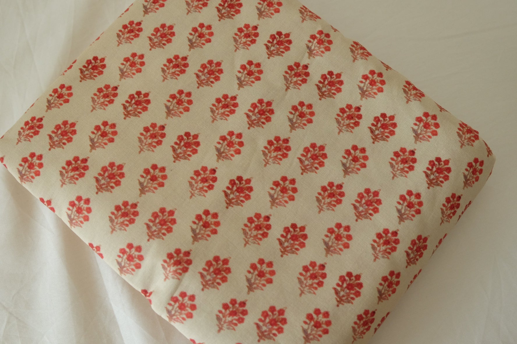 Vintage Red Floral Cotton Fabric – Small Blossom Print – 2.2 yd