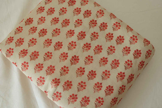Vintage Red Floral Cotton Fabric – Small Blossom Print – 2.2 yd