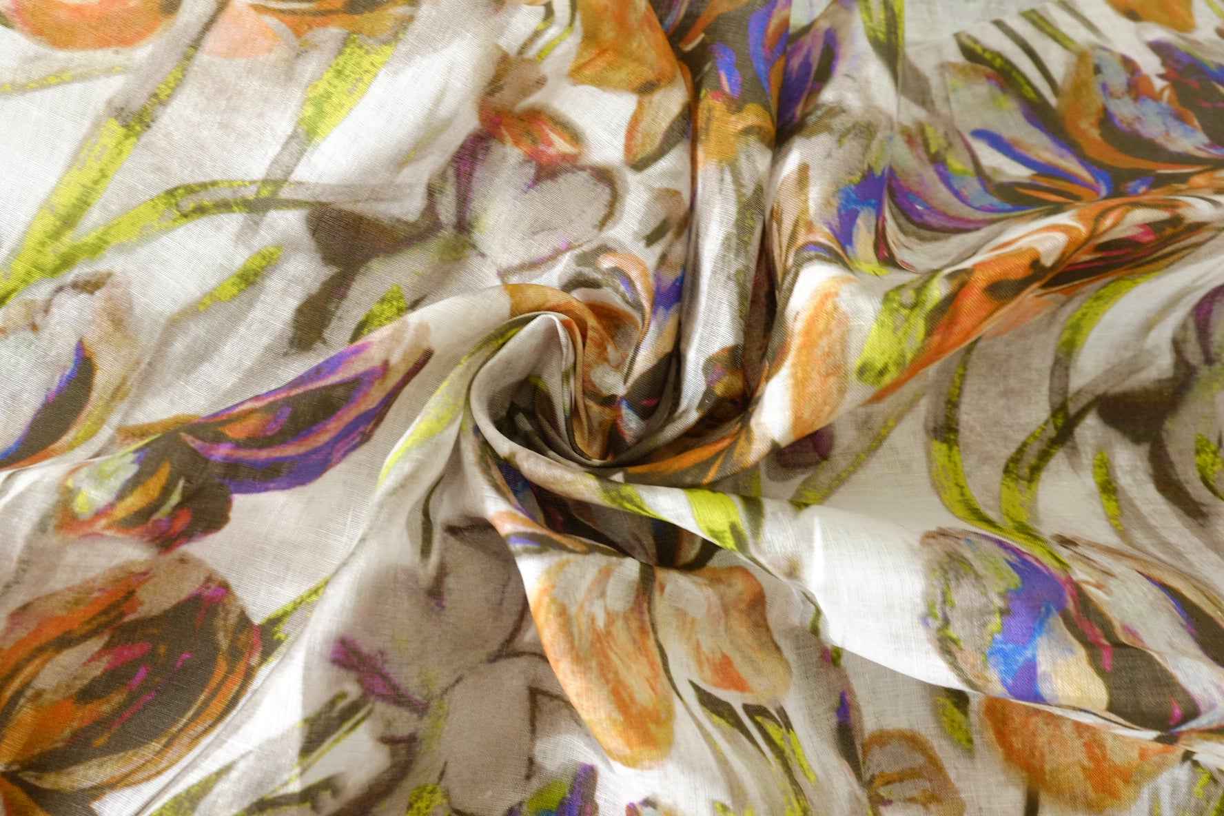 Painterly Floral Pure Linen Fabric – 2.2 yd