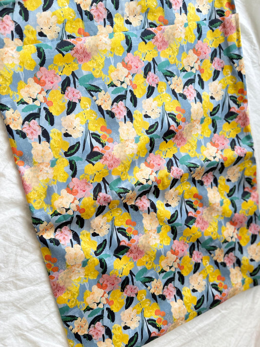Crisp Floral Cotton Sateen Fabric — 2.19 yd
