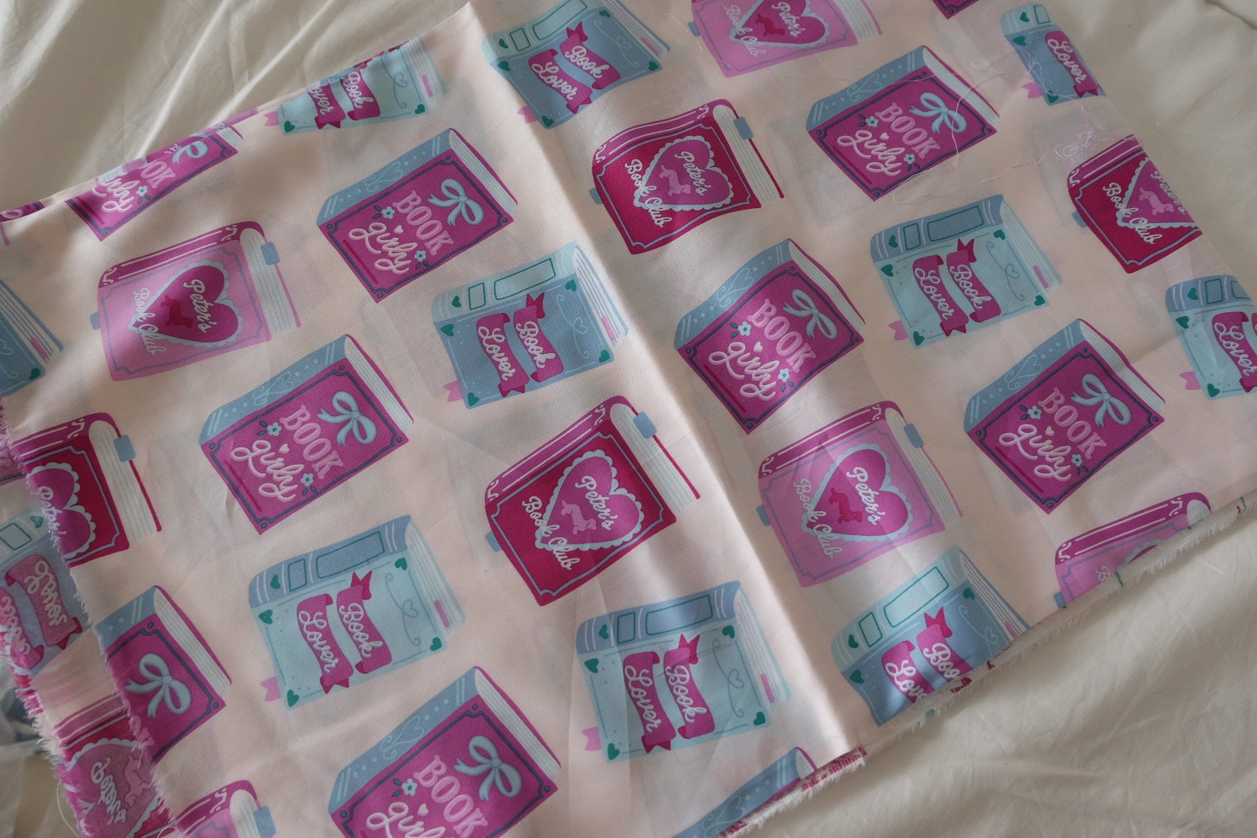 Pink Book Lover Cotton Lawn Fabric – 2.19 yd