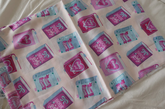 Pink Book Lover Cotton Lawn Fabric – 2.19 yd