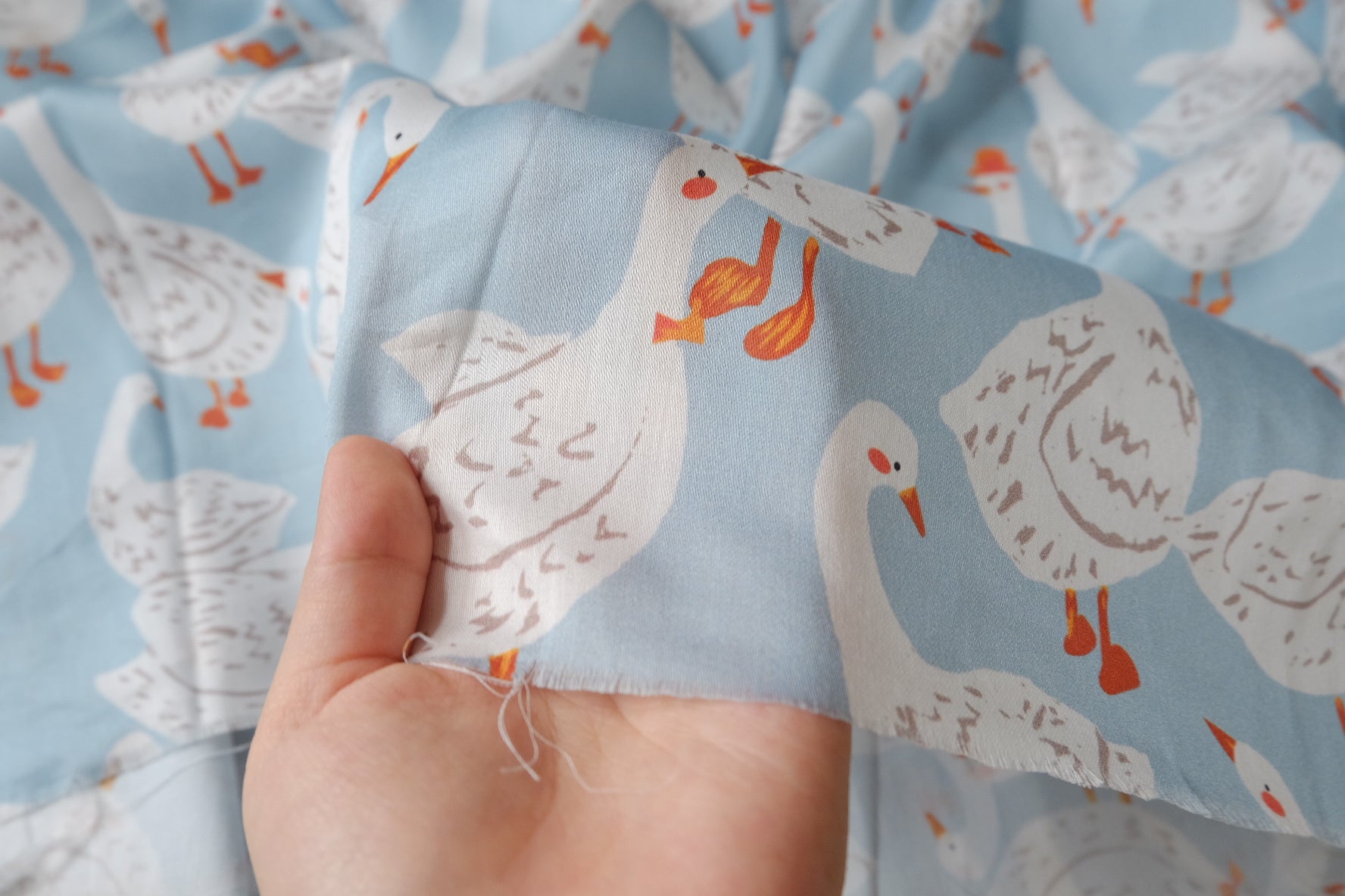 Blue Goose Cotton Sateen Fabric - 2.19 yd