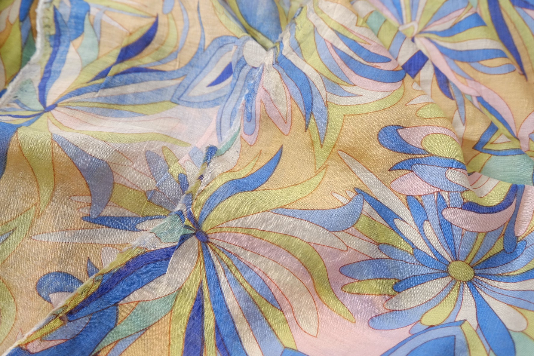 Abstract Floral Tencel Linen Fabric – Airy Resort Dress Fabric (2.52 yards)
