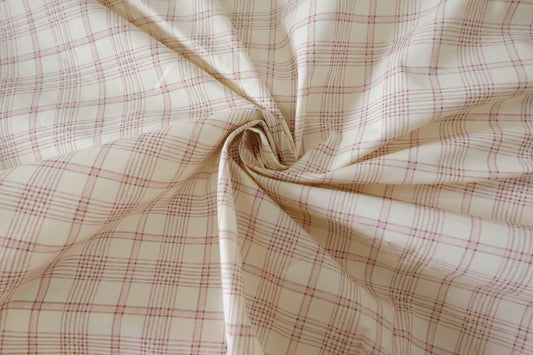 Pink Plaid Structured Cotton Fabric – 1.6 yd